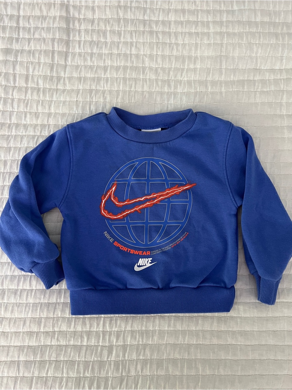 Nike Royal Blue Sweatshirt with Swoosh Globe Graphic